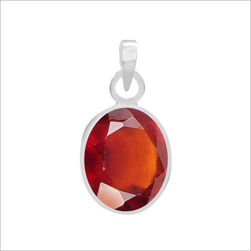 Hessonite Silver Pendant