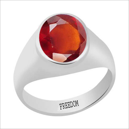Hessonite Silver Ring