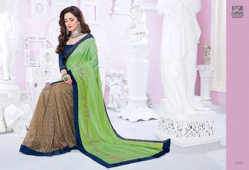 Light Gree Georgette Printed Saree