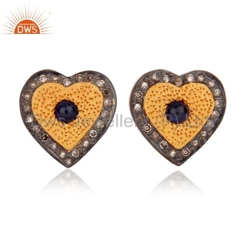 Blue Sapphire Natural Diamond Stud Earrings Manufacturer Supplier