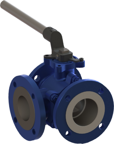 3 way Flanged Ball Valve