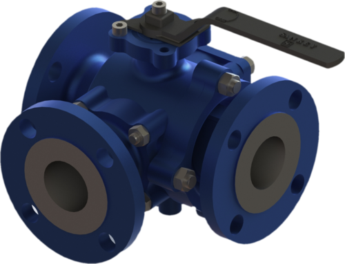 3 way T-Port Flanged Ball Valve