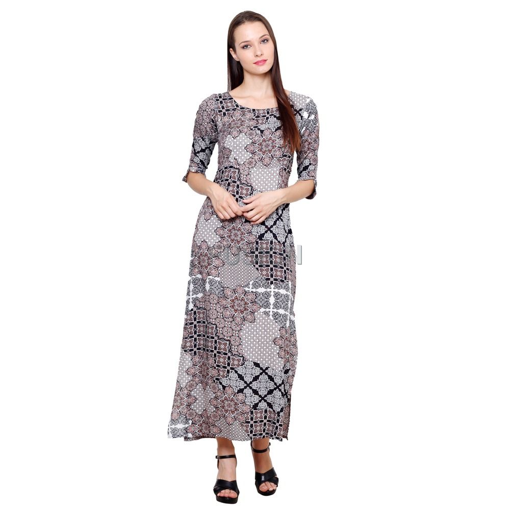 Womens Cotton Printed A-line Dress