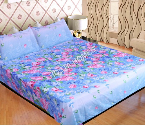 Poly Cotton Multicolor Floral Bed sheet
