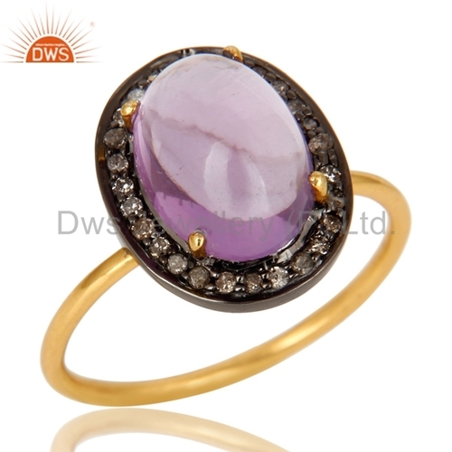 14k Gold Silver Gemstone Diamond Ring