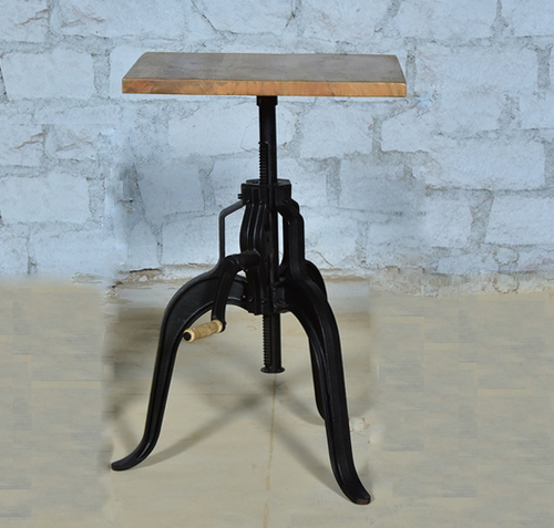 Vintage Industrial Crank Cafe Table Size: 75X75X75-90 Cm