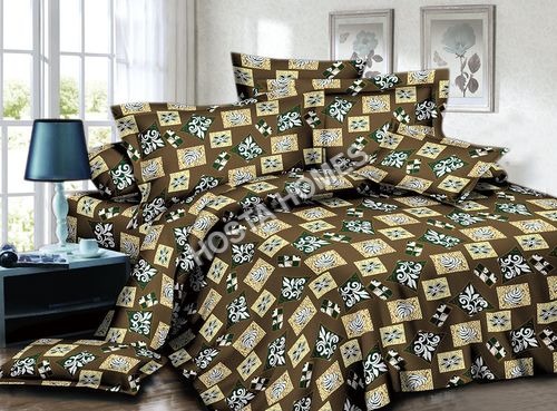 Umber Color Poly Cotton Printed Bed Sheet