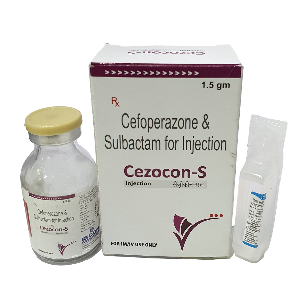 Cefoperazone Sulbactam Injection - 1000 mg Cefoperazone + 500 mg Sulbactam | Allopathic Injectable for Urinary and Respiratory Infections, 5 ml Liquid Form, Minimal Side Effects