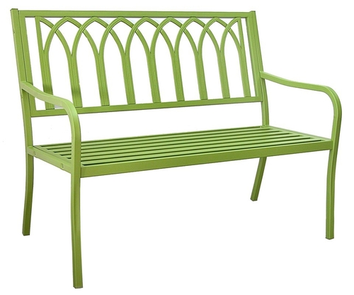 Green Metal Outdoor Patio Bench