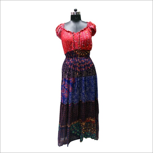 Multi Color Half Sleeves Long Dress Made By Lungi