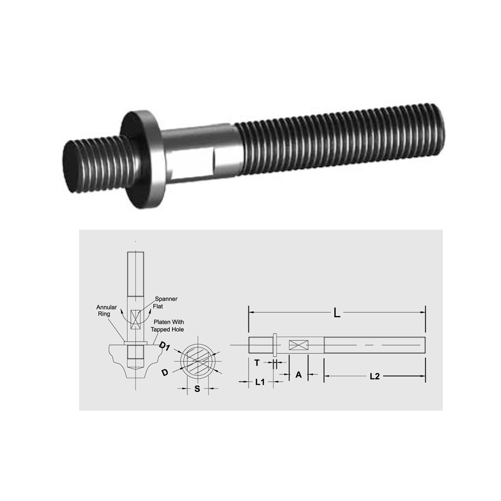 Clamping Stud with Annular Ring & Spanner Flat By GENAUE GROUP