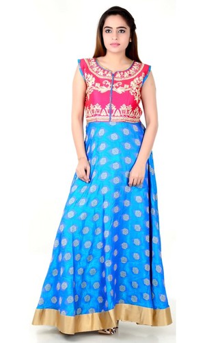 Silk Anarkali Decoration Material: Beads