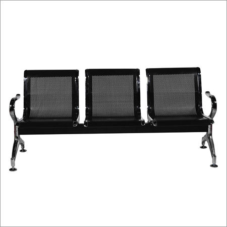 Black Steel Three Seater Waiting Chairs