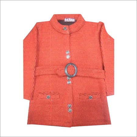 Orange Nehru Collar Ladies Sweater