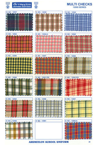 Multi Checks Uniform Fabric - Attributes: Washable