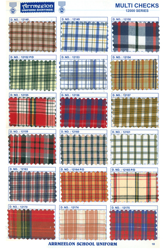Multi Checks Uniform Fabric By VINOD TEXTILES