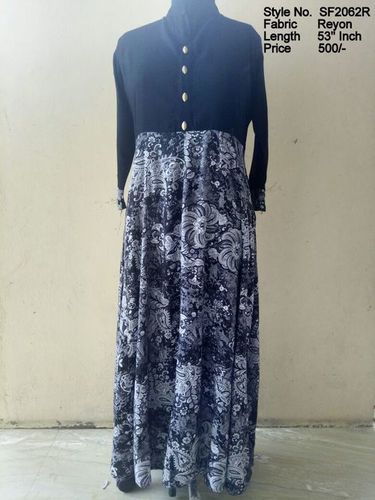 Jaipuri Kurtis - Rayon Fabric, 1346.2mm Length, Size [L, M, XL, XXL], 3-4th Sleeve, Printed Pattern | Casual, Ethnic, Party Wear, Modern Style