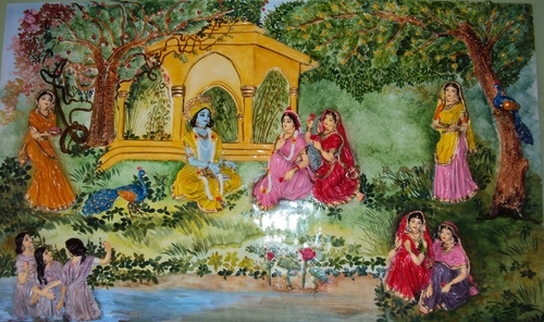 RadhaKrishna Canvas Painting - Glass-Fiber Medium Customized Size | Elegant Finish Waterproof Artistic Wall-Mural