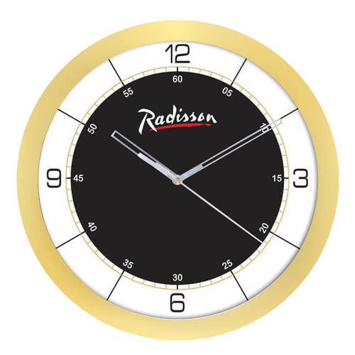 Wall Clock - Plastic, 11.75" Round with 10.6" Dial, Golden Color | Unisex Design, 580g Weight, 18-Month Warranty, Stunning Finish