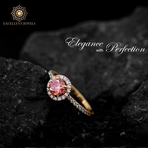 Pink Stone Lab Grown Diamond Ring.