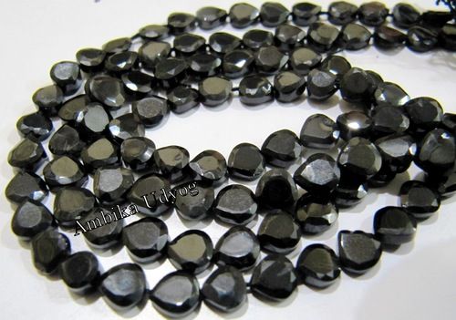 Natural Black Spinel Heart Shape Faceted Beads