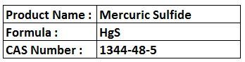 Mercuric Sulfide - HgS Chemical Compound, CAS 1344-48-5, High Purity, Insoluble in Water