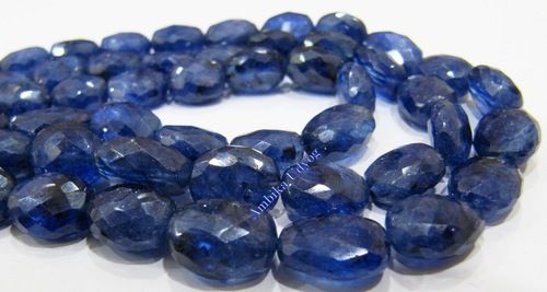 Natural Blue Sapphire Oval Faceted Briolette Beads