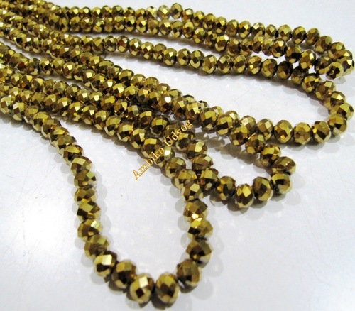 Crystal Glass Golden Pyrite Color Beads