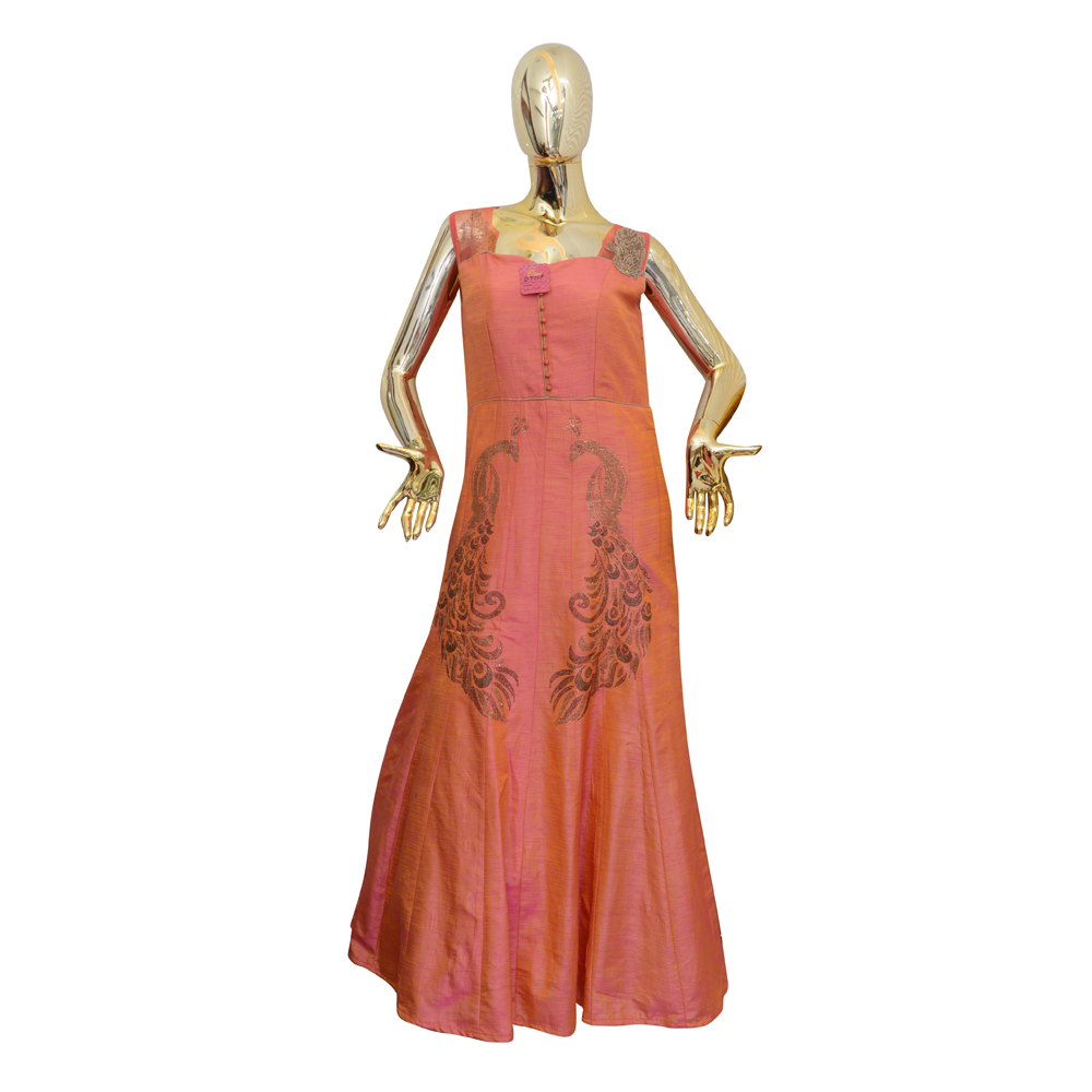 Peach 2 Peacock Ladies Gown