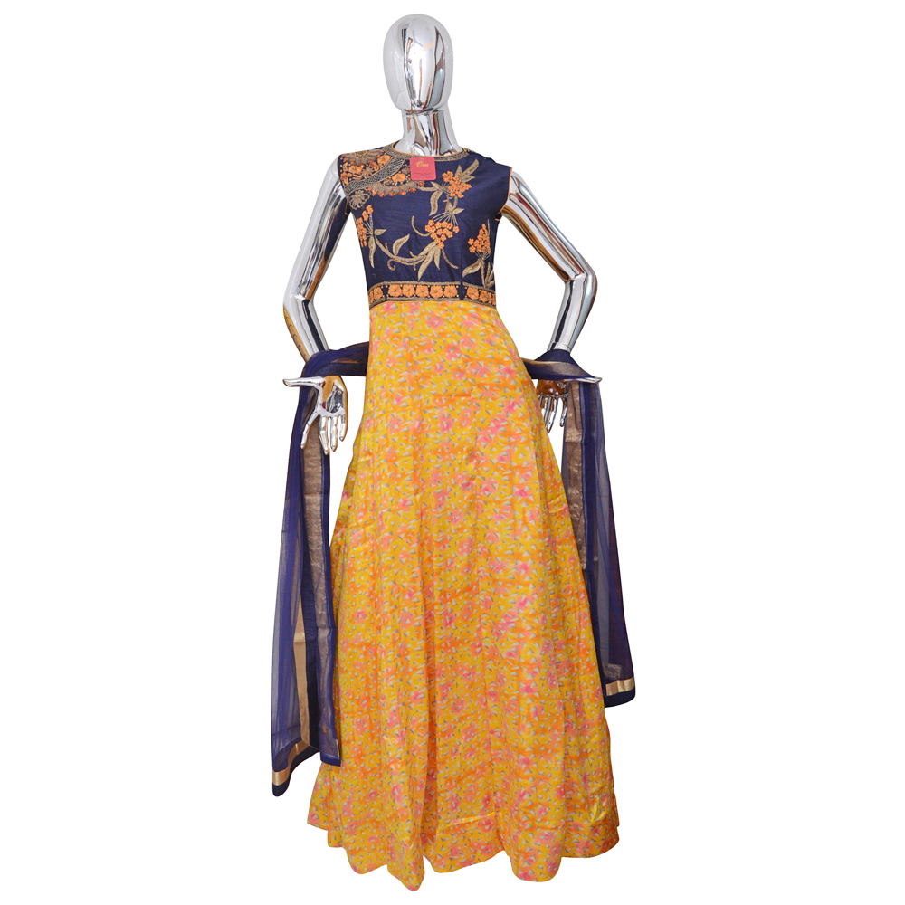 Multicolor Ladies Party Gown With Duppata