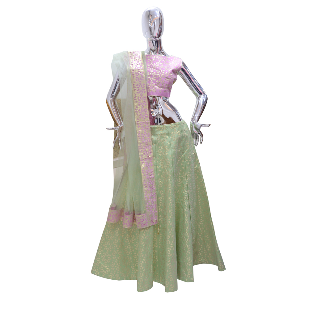 Green And Pink Ladies Fancy Lehenga
