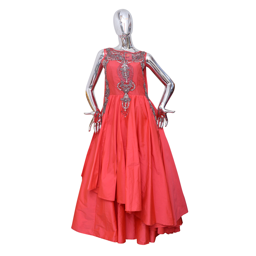 Orange Ladies Party Wear Gown