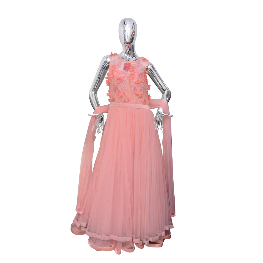 Light Orange Ladies Party Wear Gown