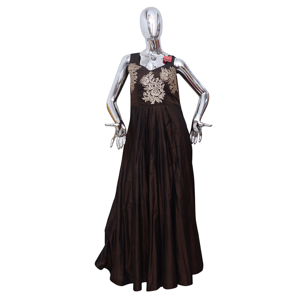 Brown Ladies Party Wear Gown