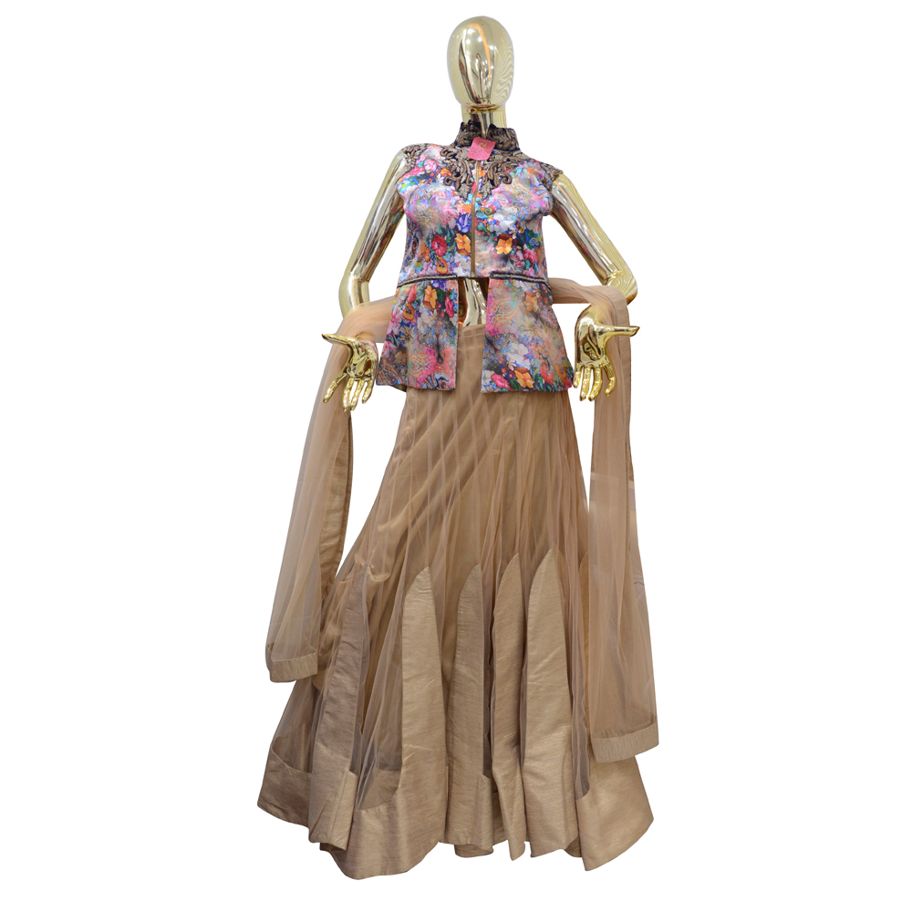 Ladies Indo Western Monica Lehenga - Georgette Fabric, Sleeveless Ethnic Design | Elegant Traditional Wear for Modern Women