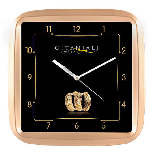 Customized Wall Clock - Plastic 10.75"x10.75" Copper Color | Unisex Design Square Shape 18-Month Warranty Weighs 530g