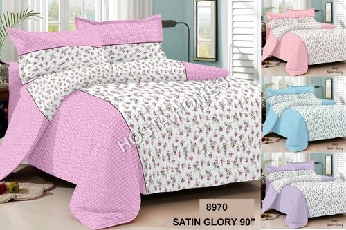 Pink Color Satin Glory Printed Bed Sheet
