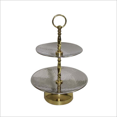 2 Tier Cake Stand - Stainless Steel, 12 Inch Height | Elegant Design, Durable Material, Stable Base