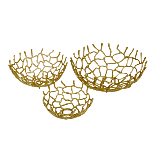 Decorative Bowl Set - Metal, Varying Sizes, Gold | Elegant Design, Durable, Lightweight Matte Finish