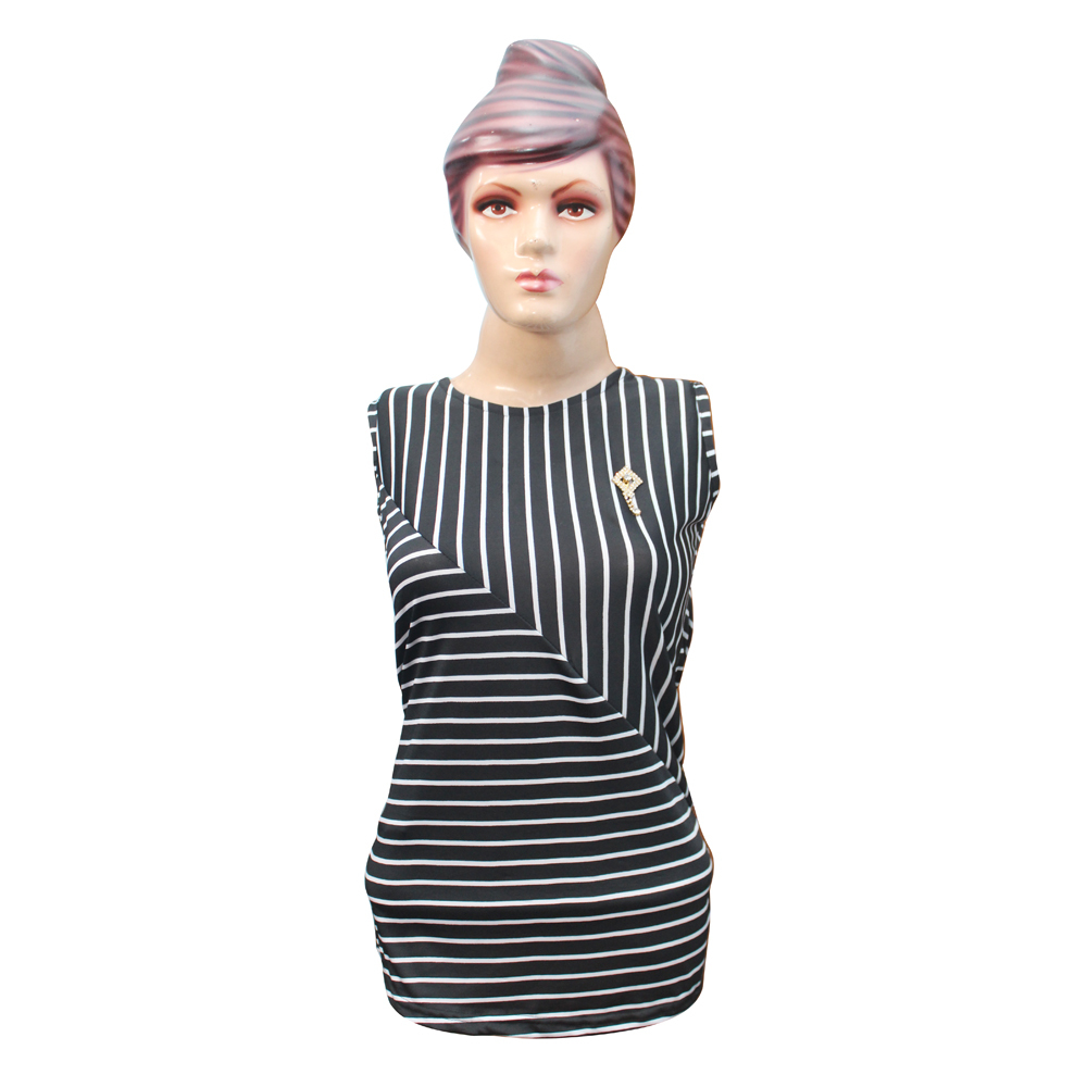 Ladies Black Striped Top