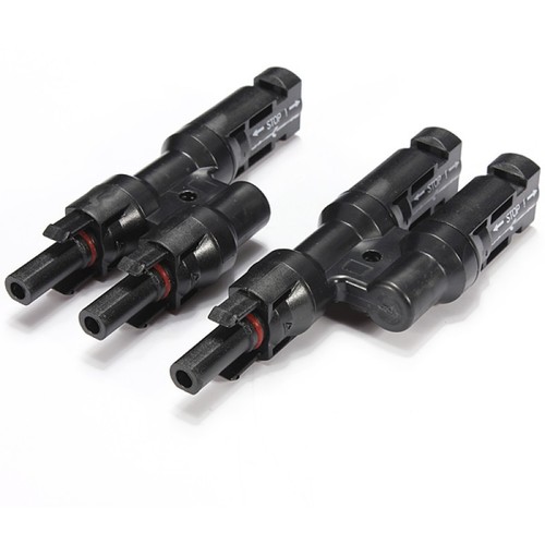 Cinco Solar MC4 Branch T / 2 in 1 T Connectors - PPO Insulation, Copper Contact, 50A Rated Current, IP67 Protection | Quick Installation, Waterproof, Dustproof