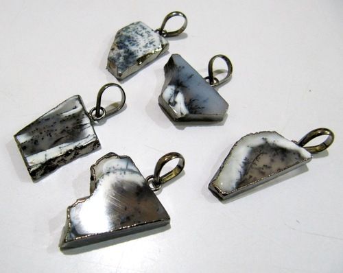 Natural Dendrite Opal Slice Pendant