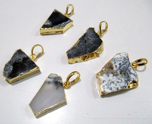 Natural Dendrite Opal Slice Pendant