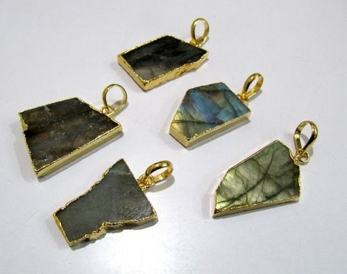 Natural Labradorite Slice Pendant Size: 1 Inch