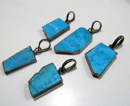 Natural Turquoise Magnesite Slice Pendant