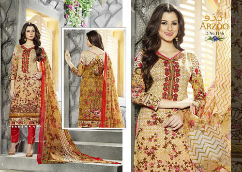 Cotton prints work suits with chiffon dupatta mag arzoo vol-3