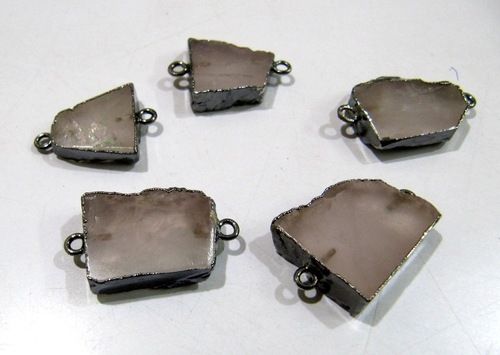 Natural Rose Quartz Slice Connector