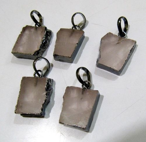 Natural Rose Quartz Slice Pendant