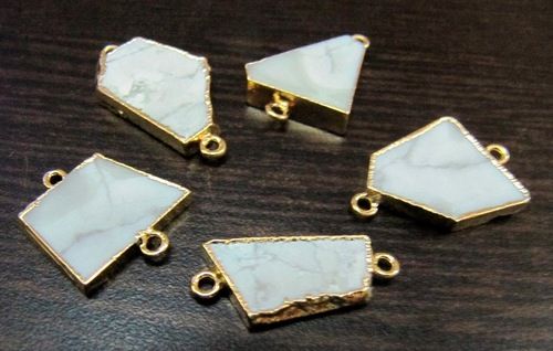 Pendants White Agate Slice Connector