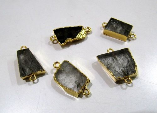 Natural Black Rutilated Quartz Connector